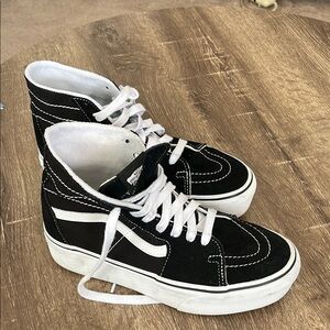 Black High-Top Sneakers with White Accents